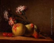 Carnations, pears, cherries and apple on a table - Anne Vallayer-Coster