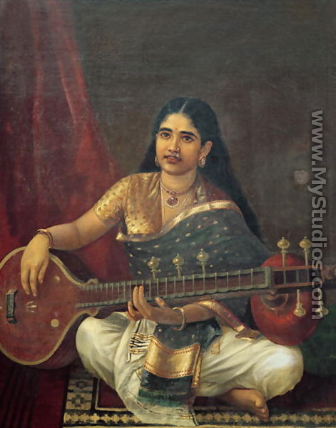Young Woman with a Veena - Raja Ravi Varma