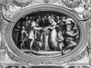 Pope Clement VII (1478-1534) marrying Catherine de Medici (1519-1589) and Henri II of France (1519-59) 28th October 1533, from the Sala di Clemente VII - Giorgio Vasari