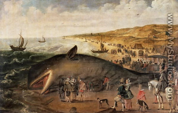 The Whale beached between Scheveningen and Katwijk, January 1617 - Esaias II van de Velde
