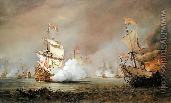 Sea Battle of the Anglo-Dutch Wars, c.1700 - Willem van de, the Younger Velde