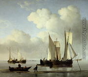 A Wijdship, a keep and other shipping in calm - Willem van de, the Younger Velde