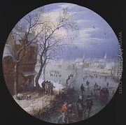 A Winter Skating Scene - Adriaen Pietersz. Van De Venne