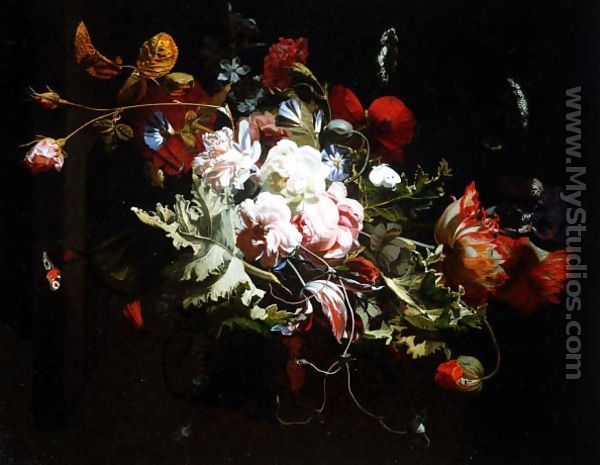Still Life of Flowers on a Ledge - Simon Pietersz. Verelst