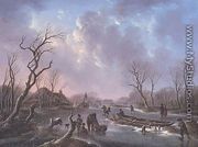 Skaters on a frozen river - Andries Vermeulen