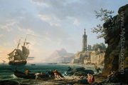 A Coastal Mediterranean Landscape with a Dutch Merchantman in a Bay, 1769 - Claude-joseph Vernet