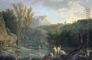 River Scene with Bathers - Claude-joseph Vernet