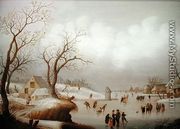 Winter Landscape with Figures Skating - Antoni Verstralen (van Stralen)