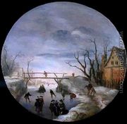 A Frozen River Landscape - Antoni Verstralen (van Stralen)