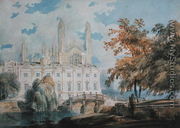 Clare Hall and the West End of King's College Chapel, Cambridge, from the banks of the River Cam, 1793 - Joseph Mallord William Turner