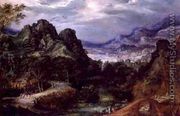 Mountainous landscape with dancing peasants - David Vinckboons