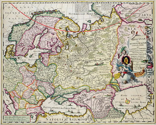 Map of Asia Minor showing Norway, Sweden, Denmark, Lapland, Poland, Turkey, Russia and the Moscow region, c.1626 - Nicolaes (Claes) Jansz Visscher