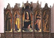 Polyptych depicting central panel Madonna and Child Enthroned, St. Dominic and St. Peter left hand panels, St. Paul and St. John the Baptist right hand panels, 1476 - Alvise Vivarini