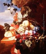 Still life with fruit and flowers - Arie de Vois