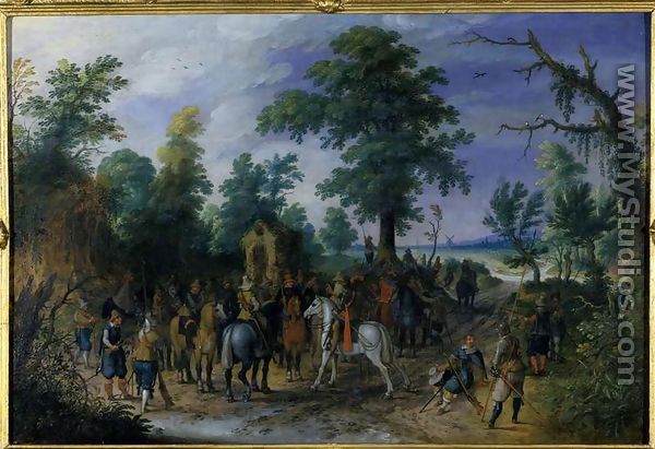 Cavalry and Infantry before a Chapel, before 1610 - Sebastien Vrancx