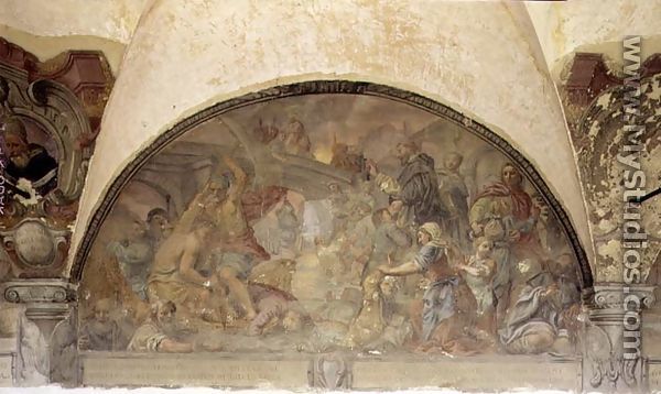 St. Dominic Resurrecting Forty Drowned Pilgrims, lunette from the fresco cycle of the Life of St. Dominic, in the cloister of St. Dominic, c.1698 - Cosimo Ulivelli