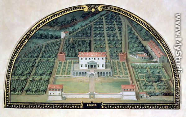 Villa Poggio a Caiano from a series of lunettes depicting views of the Medici villas, 1599 - Giusto Utens