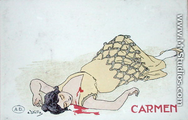 Postcard depicting the Death of Carmen, from the opera of the same name, c.1900 - A. Utrillo