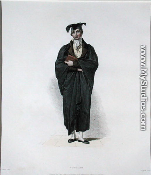 Scholar, engraved by J. Agar, published in R. Ackermanns History of Oxford, 1814 - Thomas Uwins