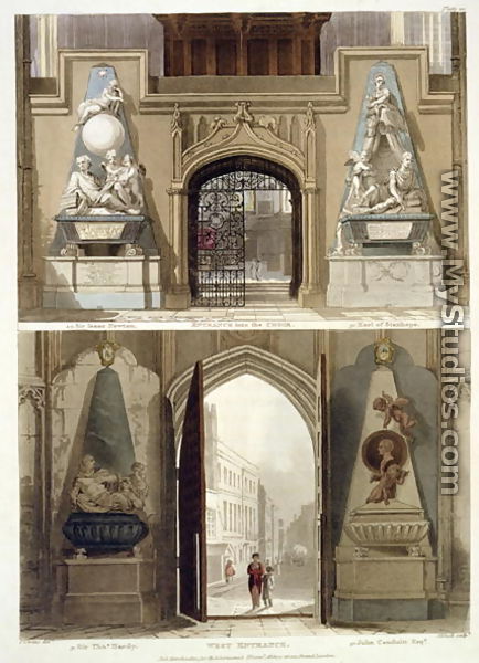 The Entrance into the Choir and the West Entrance, plate 20 from Westminster Abbey, engraved by J. Bluck fl.1791-1831 pub. by Rudolph Ackermann 1764-1834 1812 - Thomas Uwins