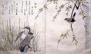 Wren and a pair of Snipe, from an album Birds compared in Humorous Songs, 1791 - Kitagawa Utamaro