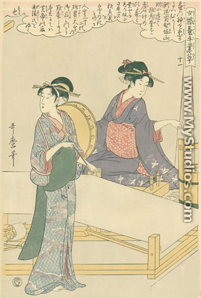 Spinning the silk, no.11 from Joshoku kaiko tewaza-gusa, c.1800 - Kitagawa Utamaro