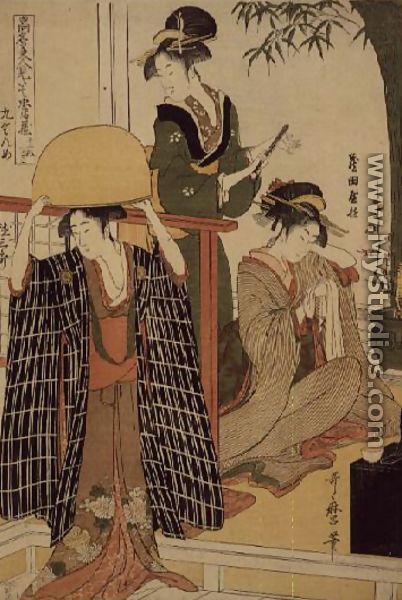 Scene 9, Comparison of celebrated beauties and the loyal league, c.1797 - Kitagawa Utamaro