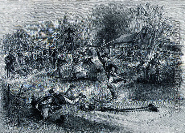 Shermans foragers on a Georgia plantation, 1888, engraved by R.A Muller, illustration from Battle and Leaders of the Civil War, edited by Robert Underwood Johnson and Clarence Clough Buel - James E. Taylor