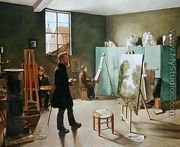 Studio with Three Painters, 1834 - Ferdinand Tellgmann