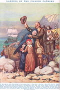 Landing of the Pilgrim Fathers, illustration from Newnes Pictorial Book of Knowledge - Dudley C. Tennant