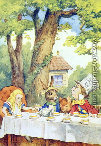The Mad Hatters Tea Party, illustration from Alice in Wonderland by Lewis Carroll 1832-9 - John Tenniel