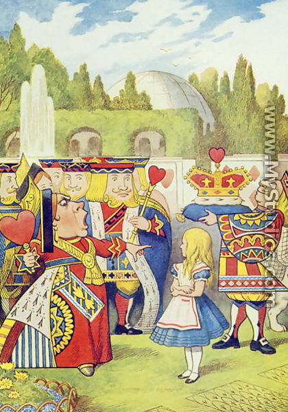 The Queen has come! And isnt she angry., illustration from Alice in Wonderland by Lewis Carroll 1832-98 - John Tenniel