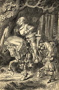 Alice and the White Knight, illustration from Alice in Wonderland by Lewis Carroll 1832-98 first published 1865 - John Tenniel