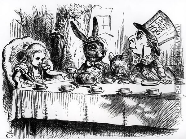 The Mad Hatters Tea Party, illustration from Alices Adventures in Wonderland, by Lewis Carroll, 1865 - John Tenniel