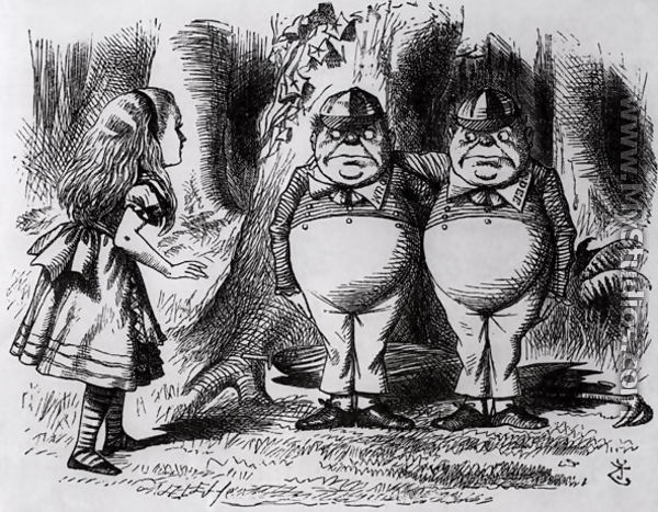 Tweedledum and Tweedledee, illustration from Through the Looking Glass, by Lewis Carroll, 1872 - John Tenniel