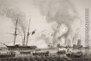 The Hon. East India Companys steamer Nemesis and the boats of The Sulpher, Calliope,Larne and Starling destroying the Chinese war junks in Ansons Bay. January 7, 1841, illustration from Englands Battles by Sea and Land by Lieut. Col. Williams - G.W. Terry