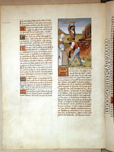 Mining gold, illustration from The Book of Simple Medicines by Matthaeus Platearius d.c.1161 c.1470 - Robinet Testard