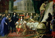 Jean-Baptiste Colbert 1619-83 Presenting the Members of the Royal Academy of Science to Louis XIV 1638-1715 c.1667 - Henri Testelin