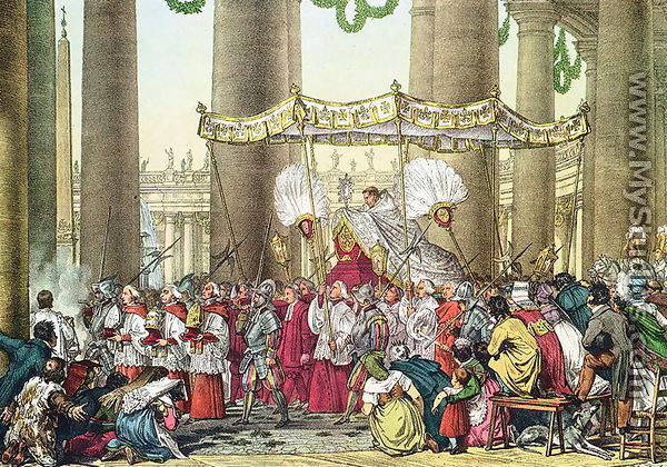 The Papal Procession on the Feast of Corpus Christi, engraved by Francois Alexandre Villain 1798-1884 - Antoine Jean-Baptiste Thomas