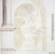 Sketch of a pillar and statue - Sir James Thornhill