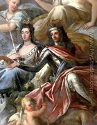 Ceiling of the Painted Hall, detail of King William III 1650-1702 and Queen Mary II 1662-94 Enthroned, 1707-14 - Sir James Thornhill