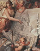 Ceiling of the Painted Hall, detail showing a drawing of the exterior of the Painted Hall, 1707-14 - Sir James Thornhill