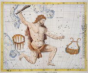 Constellation of Hercules with Corona and Lyra, plate 21 from Atlas Coelestis, by John Flamsteed 1646-1710, published in 1729 - Sir James Thornhill