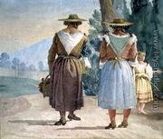 Two Peasant Women and a Child Seen from Behind, from the Foresteria Guesthouse 1757 - Giovanni Domenico Tiepolo
