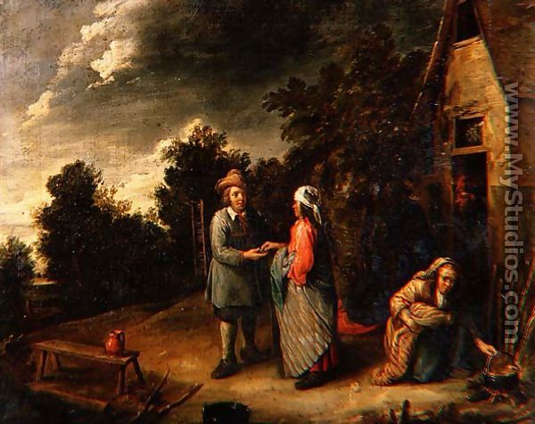 Peasants by a Cottage - Gillis van Tilborgh