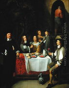 An Elegant Company at a Table on a Terrace, 1660s - Gillis van Tilborgh