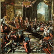 The Envoy of Pope Alexander III 1105-81 and Doge Sebastiano Ziani d.1178 with Emperor Frederick Barbarossa 1122-90 - Jacopo Tintoretto (Robusti)