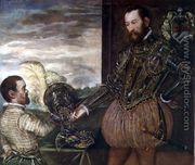 Scipio Clusone with a dwarf valet - Jacopo Tintoretto (Robusti)