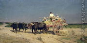 Wagon with Buffalo by the Beach - Aurelio Tiratelli