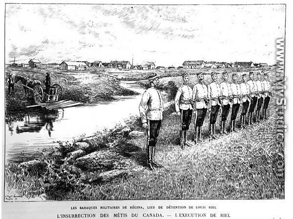 Military Barracks of Regina where Louis Riel was detained, illustration from LIllustration, published 21st November 1885 - Georges Tiret-Bognet